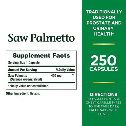 عصاره نخل اره ای نیچرز بونتی Nature's Bounty Saw Palmetto 450 mg