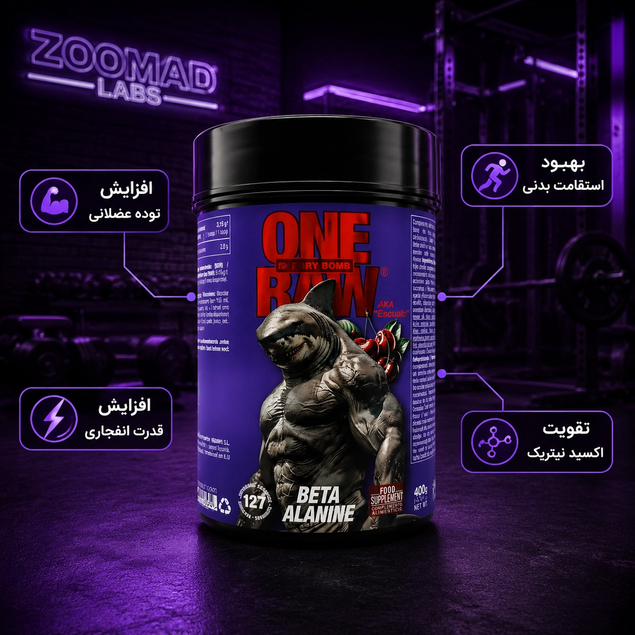 بتا آلانین زومد لبز Zoomad One Raw Beta Alanine