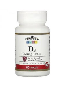 ویتامین دی سنتری 21st Century Vitamin D3 25mcg (1000 IU)
