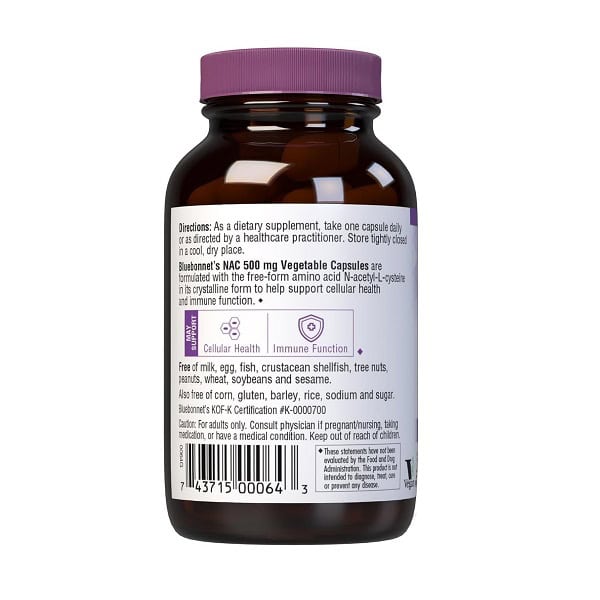 ان-استیل سیستئین بلوبانت Bluebonnet NAC 500mg 3 ان-استیل سیستئین بلوبانت Bluebonnet NAC 500mg