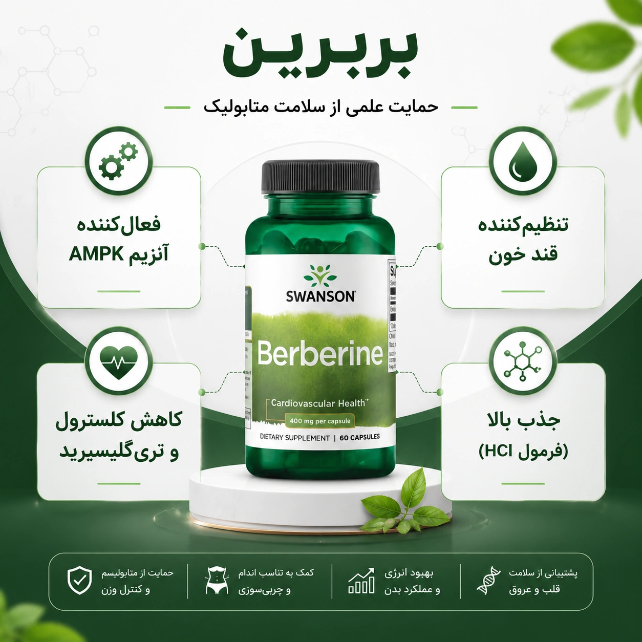 بربرین سوانسون 60 عددی Swanson Berberine 10 بربرین سوانسون 60 عددی Swanson Berberine