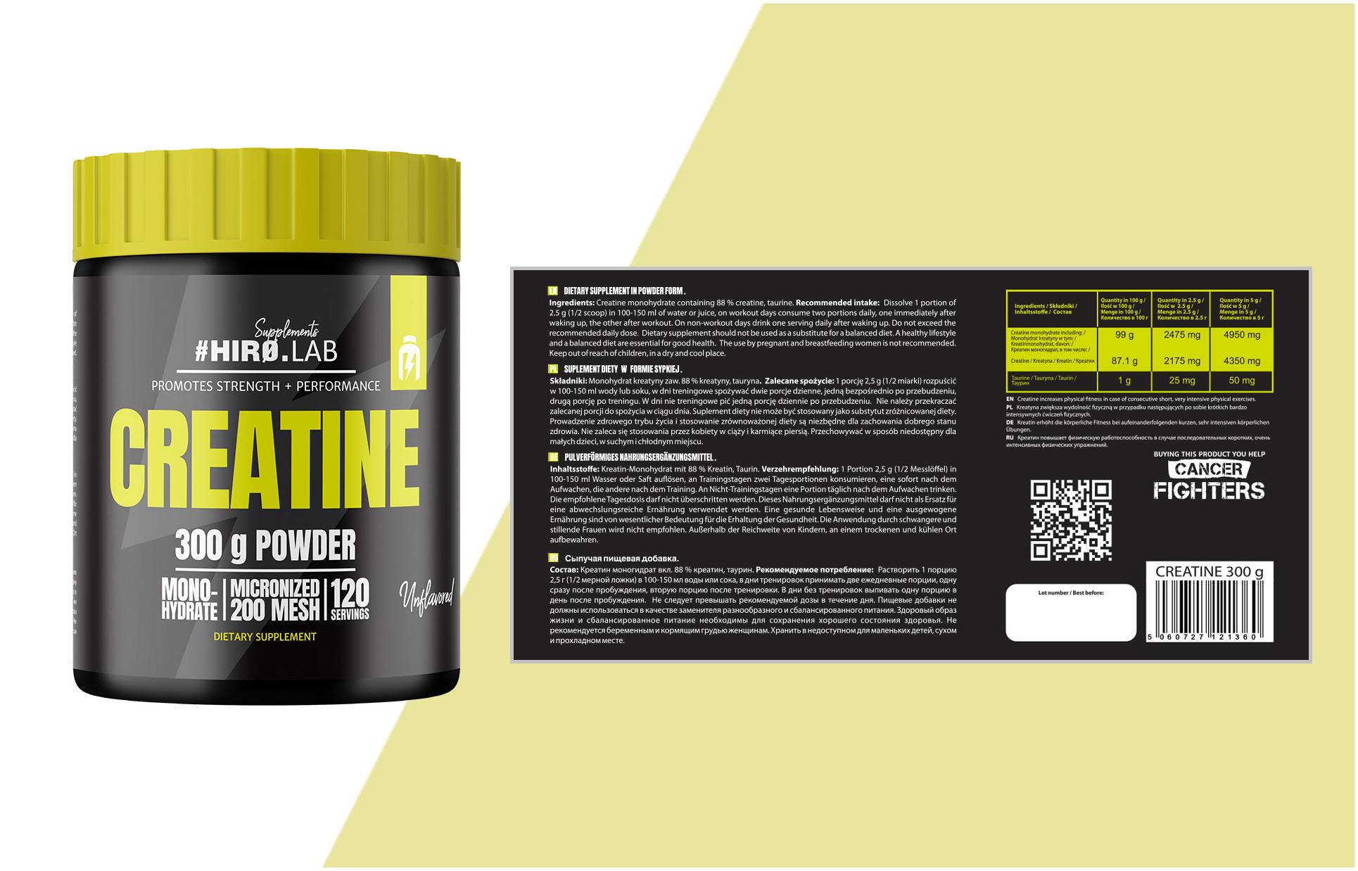 پودر کراتین هیرولب 300 گرم Hiro.Lab Creatine