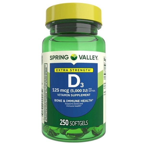 کپسول ویتامین دی اسپرینگ والی Spring Valley Vitamin D3 5000IU 1 کپسول ویتامین دی اسپرینگ والی Spring Valley Vitamin D3 5000IU