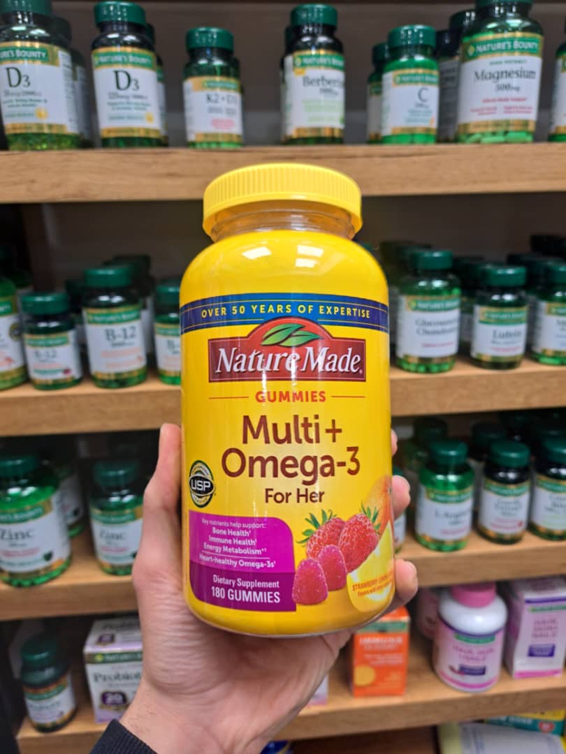 پاستیل امگا و مولتی ویتامین زنانه نیچرمید Nature Made Multivitamin for Her + Omega 2 پاستیل امگا و مولتی ویتامین زنانه نیچرمید Nature Made Multivitamin for Her + Omega