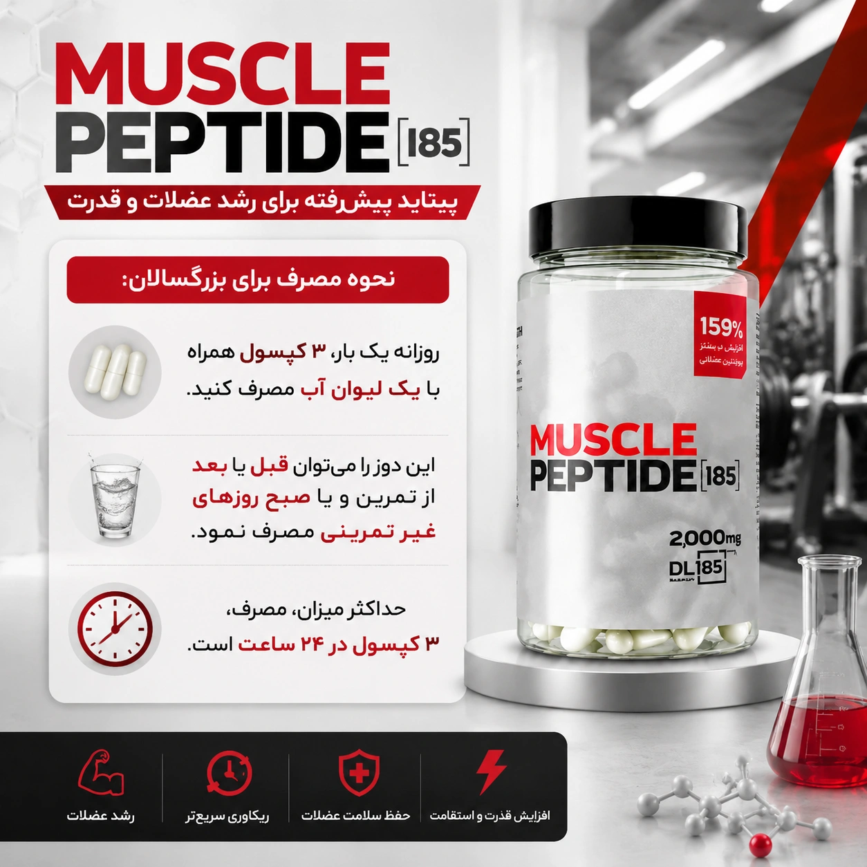 آمینو ماسل پپتید 185 ماسل تک Muscle Peptide 185