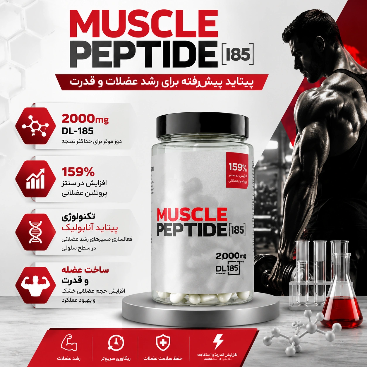 آمینو ماسل پپتید 185 ماسل تک Muscle Peptide 185