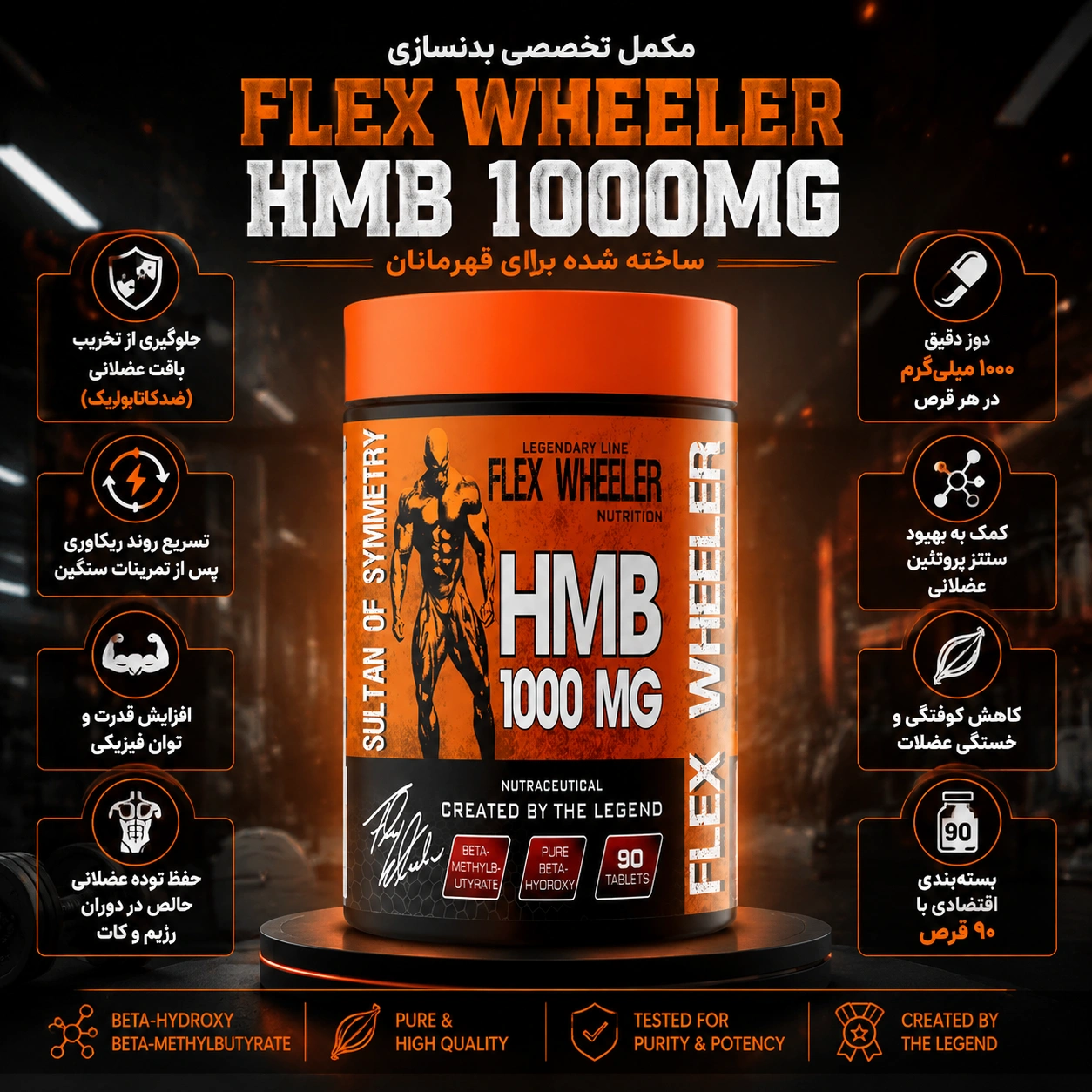 اچ ام بی فلکس ویلر ۱۰۰۰ میلی گرم FLEX WHEELER HMB 12 اچ ام بی فلکس ویلر ۱۰۰۰ میلی گرم FLEX WHEELER HMB