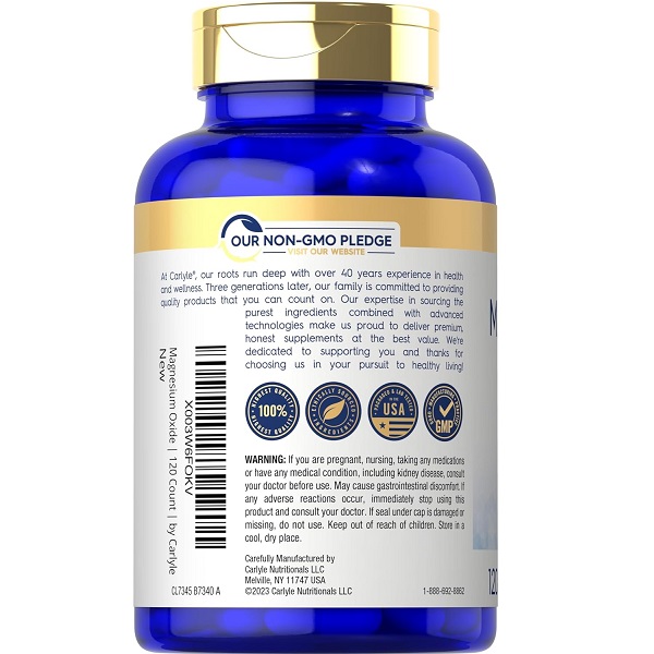 اکسید منیزیم کارلایل Carlyle Magnesium Oxide 500mg 4 اکسید منیزیم کارلایل Carlyle Magnesium Oxide 500mg