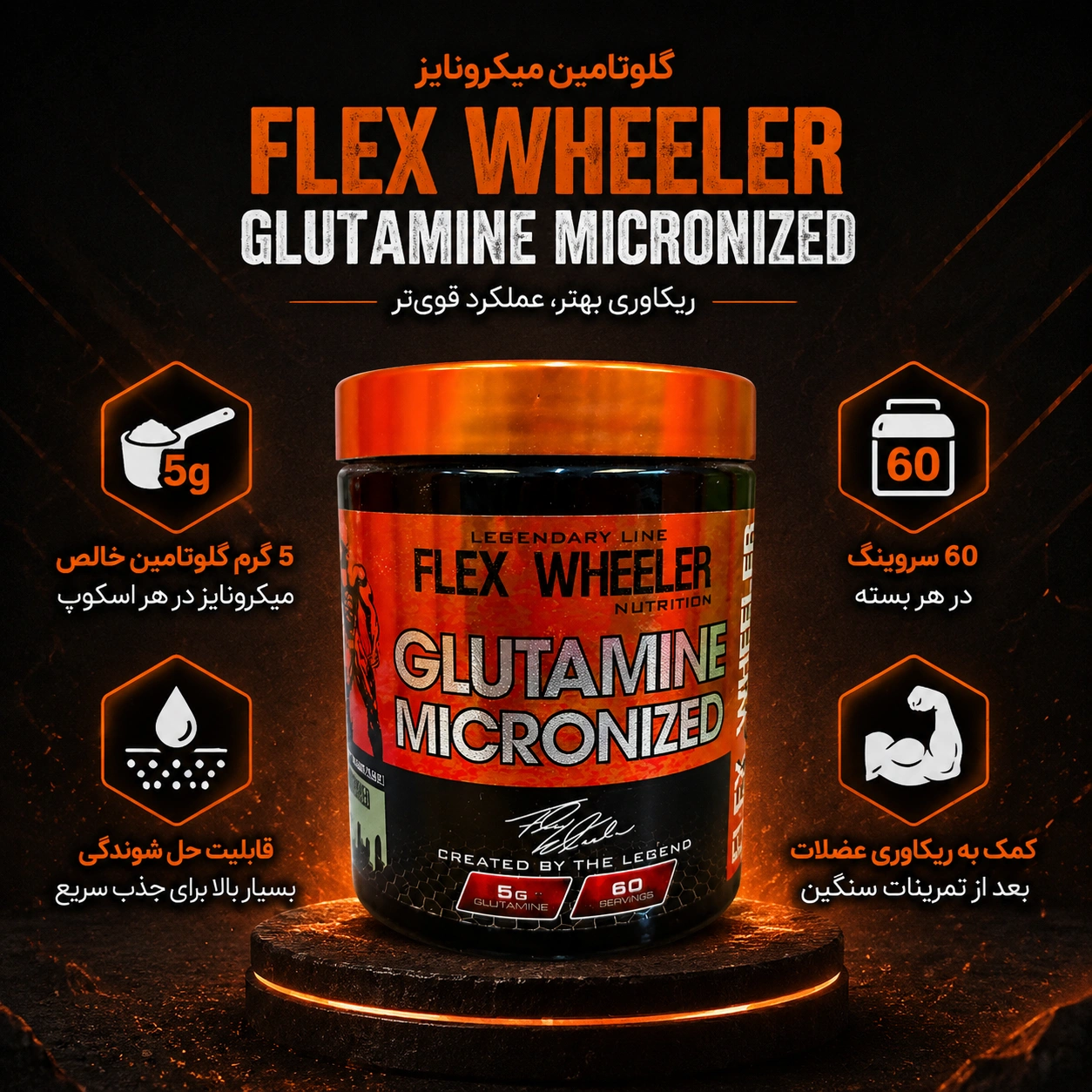 گلوتامین میکرونایز فلکس ویلر FLEX WHEELER Glutamine 12 گلوتامین میکرونایز فلکس ویلر FLEX WHEELER Glutamine