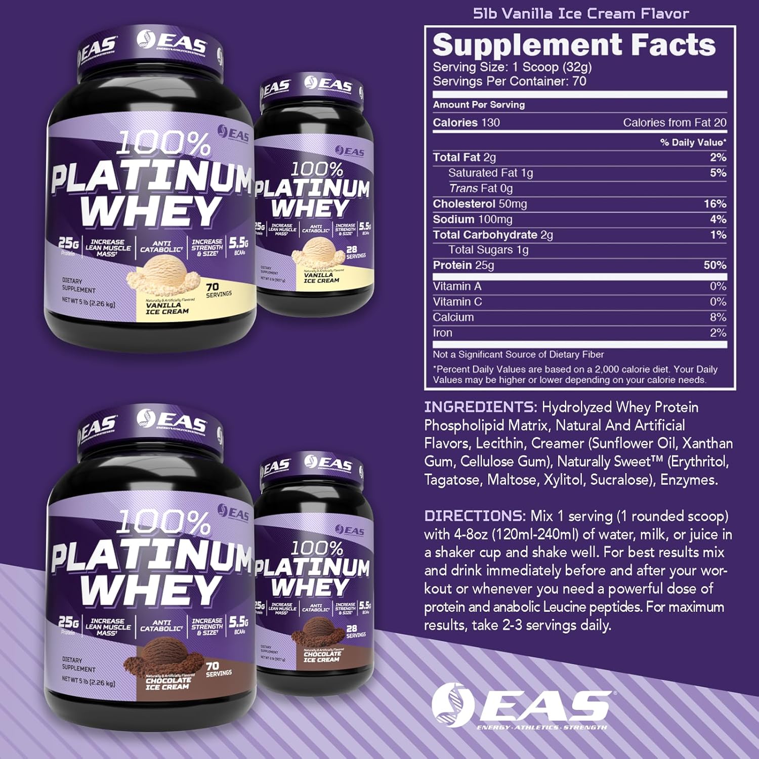پلاتینیوم پروتئین وی ای آ اس EAS 100% Platinum Whey Proteins 5 پلاتینیوم پروتئین وی ای آ اس EAS 100% Platinum Whey Proteins