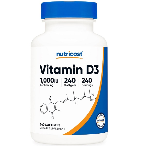 ویتامین دی نوتری کاست Nutricost Vitamin D3 1000 iu 1 ویتامین دی نوتری کاست Nutricost Vitamin D3 1000 iu