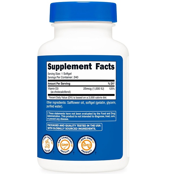 ویتامین دی نوتری کاست Nutricost Vitamin D3 1000 iu 3 ویتامین دی نوتری کاست Nutricost Vitamin D3 1000 iu